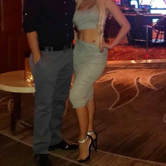 Womens SEXY Crop Top Midi Skirt Outfit. Two Piece Bodycon Bandage Dress. M - Picture 4 of 5